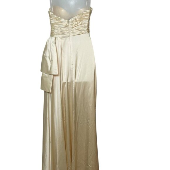 Mac Duggal Butter Yellow Satin Cut Out Gown Dress 68450 Size 2 - Picture 3 of 7